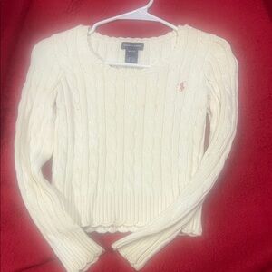 Ralph Lauren Ivory and Black Cable Knit Sweater
